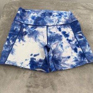 CVG Constantly Varied Gear Blue Tie Dye High Waist Athletic Shorts Womens Medium